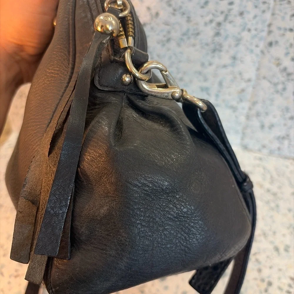 Kate Spade Black Pebbled Leather Satchel Crossbody Bag Gold Hardware